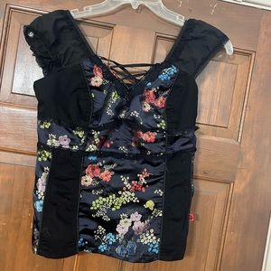 Black Floral Tripp Corset Size L